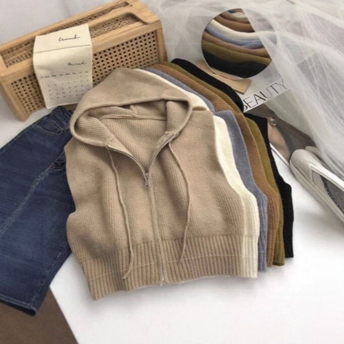 Hooded Zipper Knit Vest for Women, Autumn New Loose Layering Sleeveless Vest Versatile Multi-color Sweater Vest