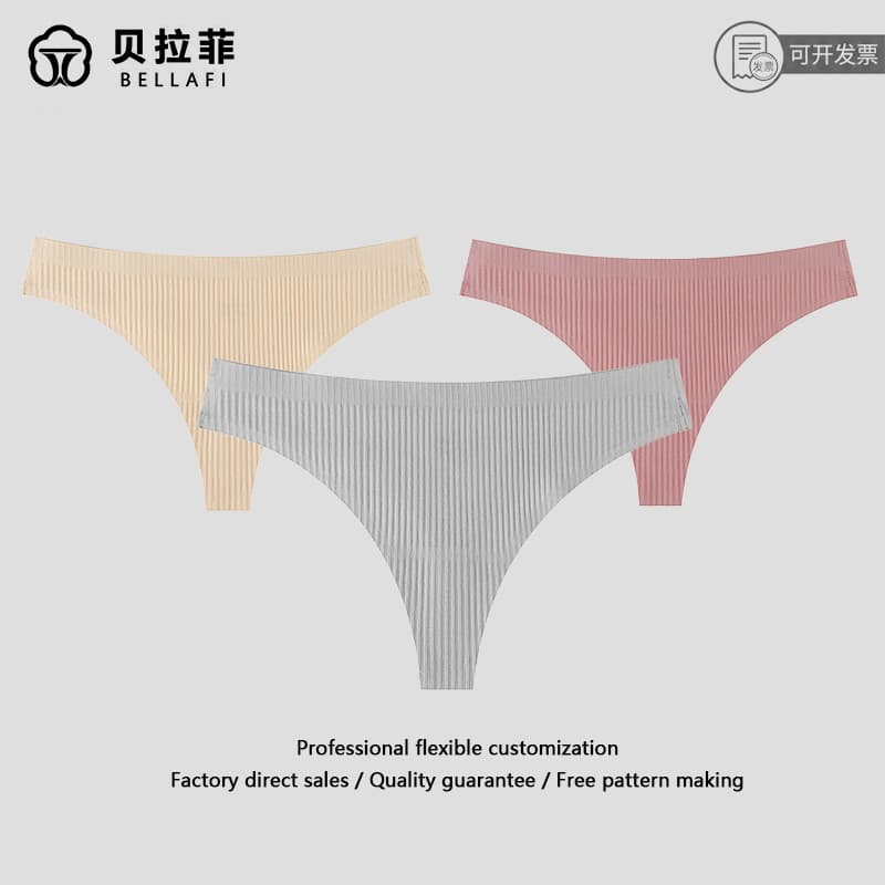 Pure Cotton Seamless T-Back Briefs Women's Low Waist Knitted Underwear Breathable Antibacterial Classic T-Panties Wholesale