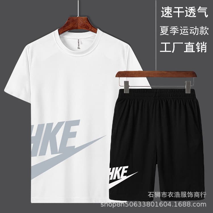 Summer Running Sports Suit Men's Loose Quick-Dry Short Sleeve Shorts Casual Set Trendy Plus Size Export Set