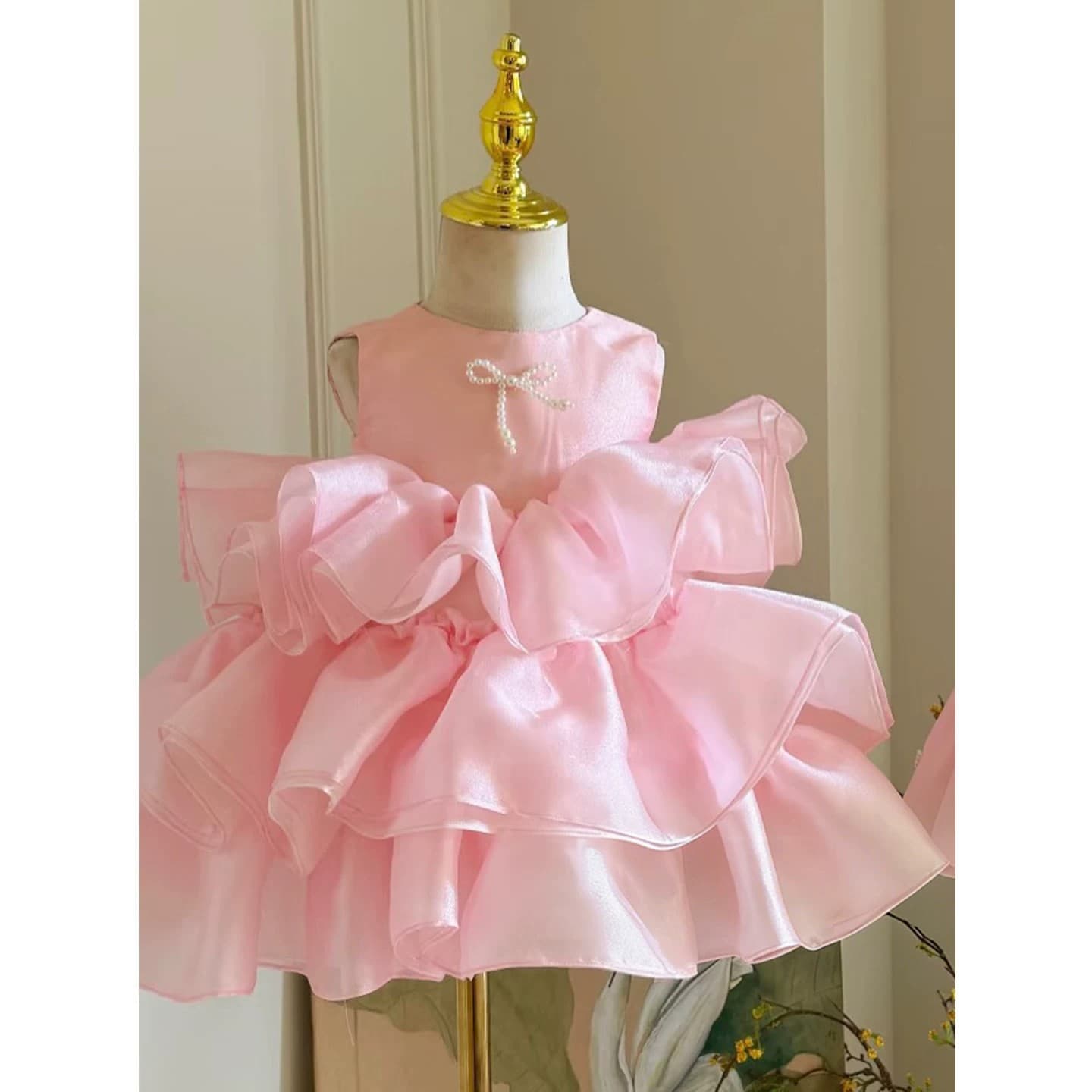 One year old baby girl dress little girl birthday party pink princess dress host beautiful flower girl wedding dress