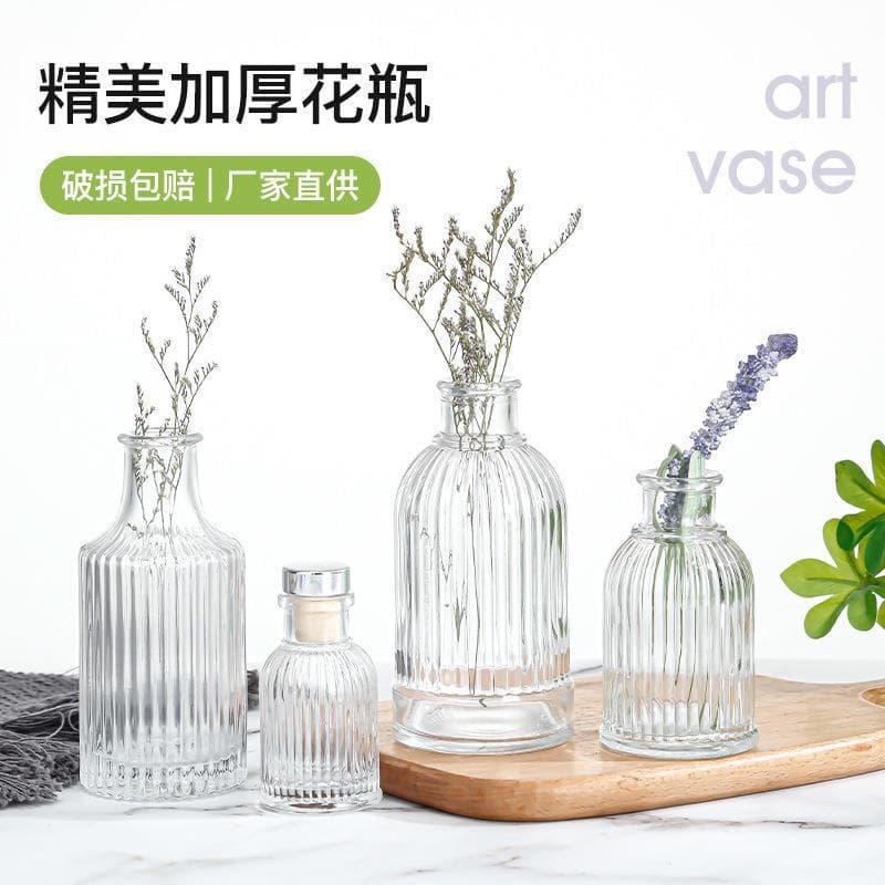 Transparent glass vase Nordic small mouth flower arrangement hydroponic glass vase creative transparent glass vase ornaments wholesale