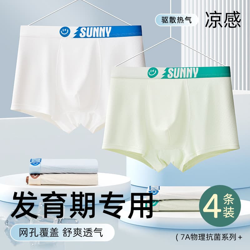 Teen underwear male category a children boys development period students high school students older children summer thin ice silk shorts