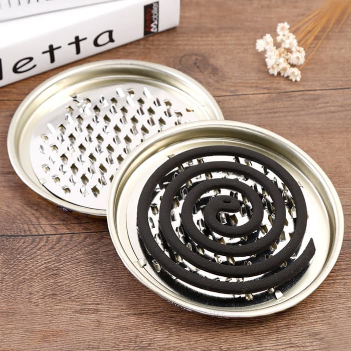 Creative wrought iron incense holder for mosquito coils with ash-catching tray