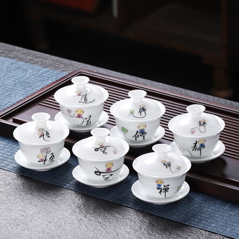 Hover Select Gaiwan Kung Fu Tea Set Complete Set White Porcelain Ceramic Tea Ceremony Set Teacup Tea Infuser New Chinese Style
