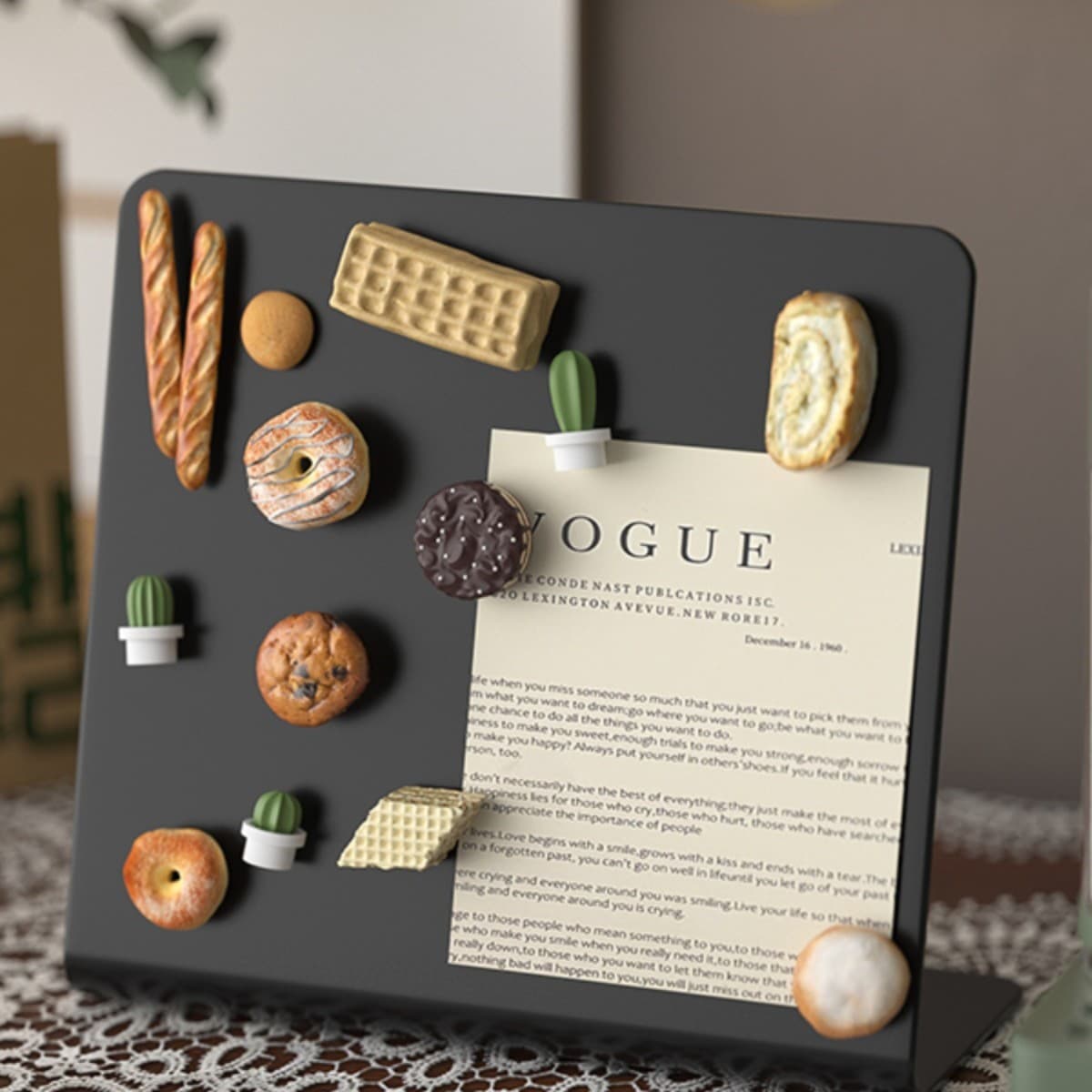 Desktop Magnetic Message Board Blackboard Chalkboard Metal Board Creative Bread Fridge Magnet Display Board Magnetic Whiteboard