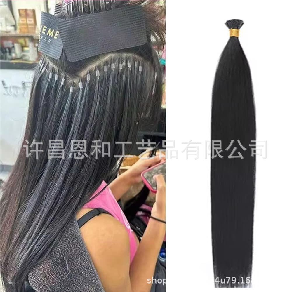 Cross-Border Colorful Clip-In Hair Extensions, Seamless Invisible Hair Extensions, 14-Color Set, Synthetic Fiber Stick Hair, I Tip Hair
