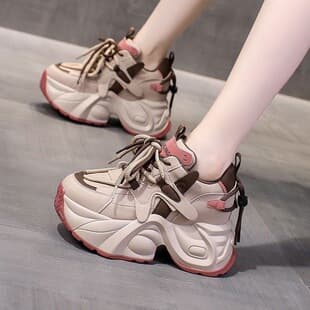 Trending 8CM Platform Dad Sneakers Women 2026 Spring New Casual Thick Sole Height Increasing Shoes for Petite Women Ins