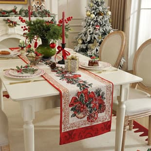 New Cross-border Yarn-Dyed Jacquard Positioned Polyester-Cotton Christmas Table Runner, Bed End Runner, Christmas Decorative Cover, Dining Table Cloth