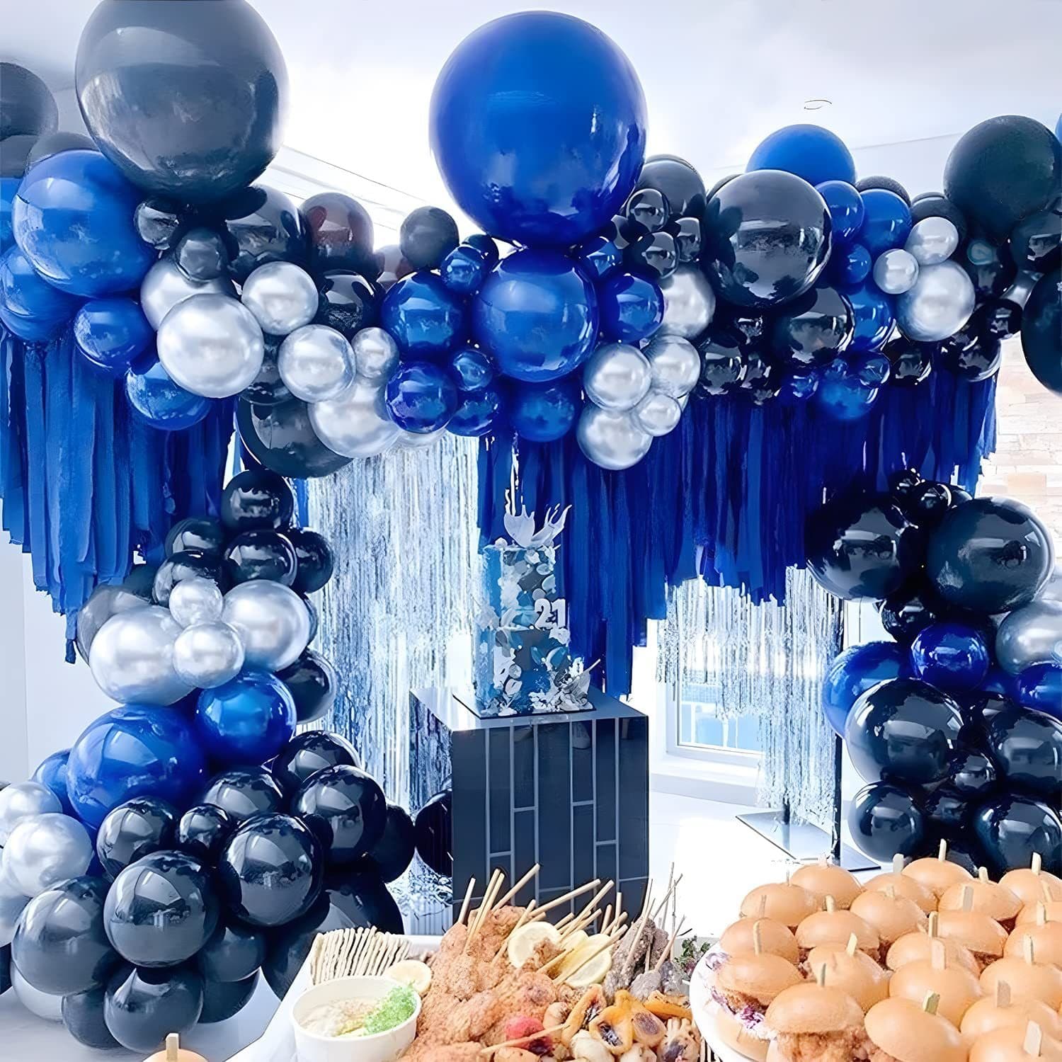 Silver and Dark Blue Latex Balloons Jungle Safari Theme Party Woodland Wedding Birthday Party Decorations