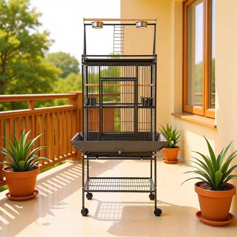 Medium and Large Parrot Cage Factory Wholesale Metal Wire Bird Cage Enclosure Iron Bird Villa Interactive Flight Splash-Proof Bird Cage