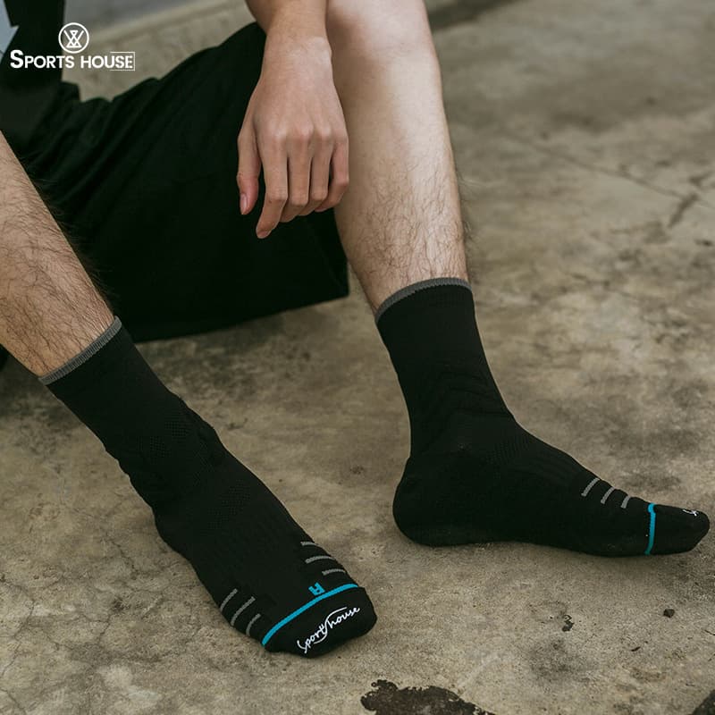 Sport's House Men's Professional Basketball Socks, Mid-Calf Breathable Towel Sole Elite Socks