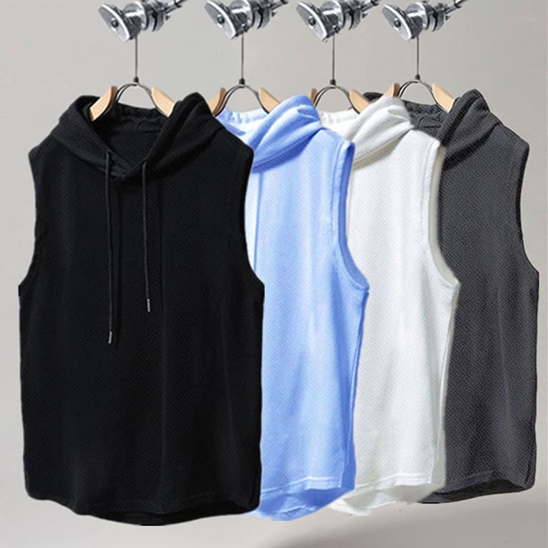 Casual sports vest men's quick-drying loose fitness men's basketball training hooded fitness vest men's summer sweatshirt