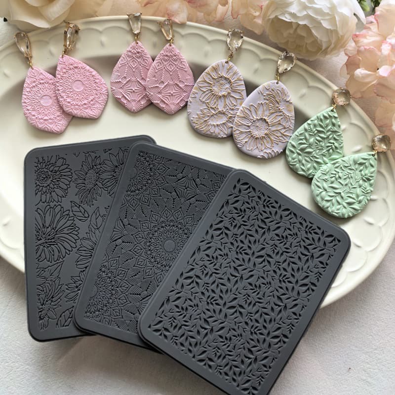 Cross-border Polymer Clay Silicone Mat Texture Mat Polymer Clay Earring Making Texture Transfer Mat texture sheets Wholesale