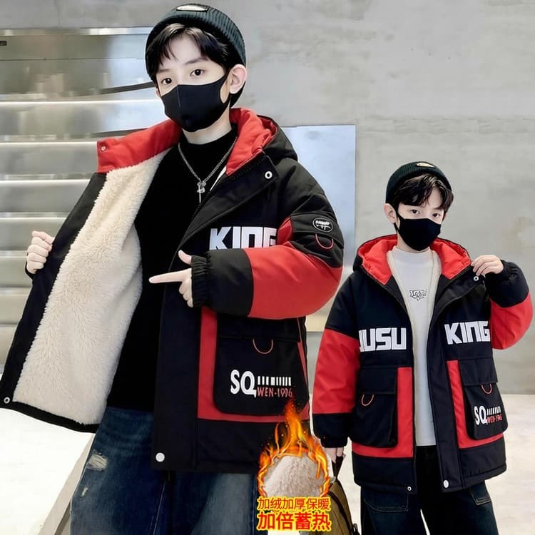 Boys Fleece-Lined Jacket Fall Winter 2026 New Kids Boys Older Boys Stylish Children's Clothing Fleece-Lined Thickened Winter Wear Trendy