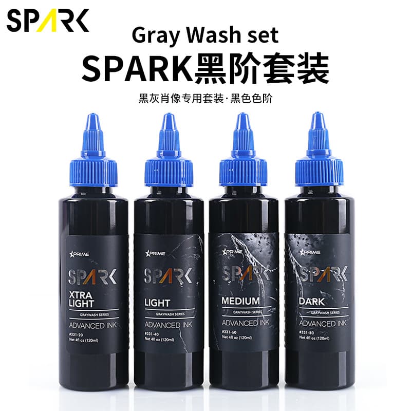 SPARK Tattoo Ink Large Bottle 4OZ Black Shade 4 Bottle Set Tattoo Ink Shade TATTOO INK SET