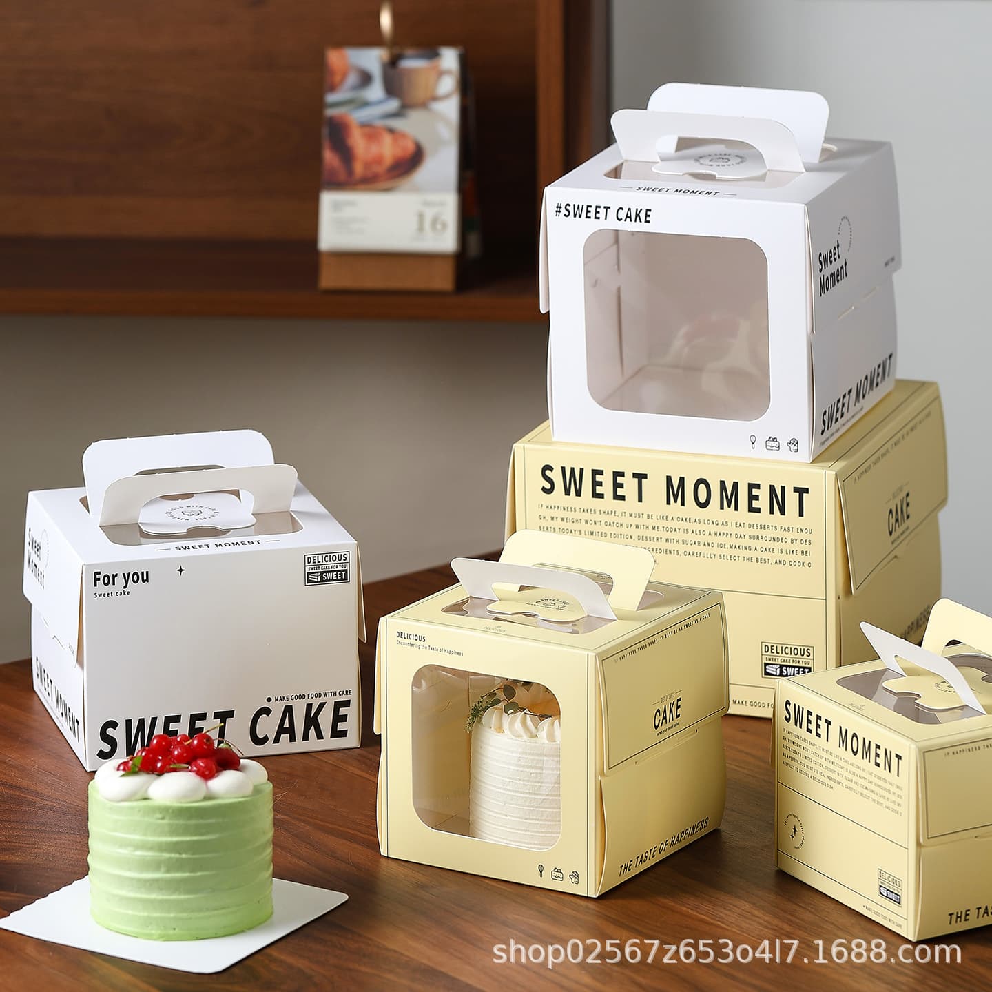 3-inch, 4-inch, 6-inch, 4-inch small cake box with height cut cake baking dessert portable transparent window packaging box