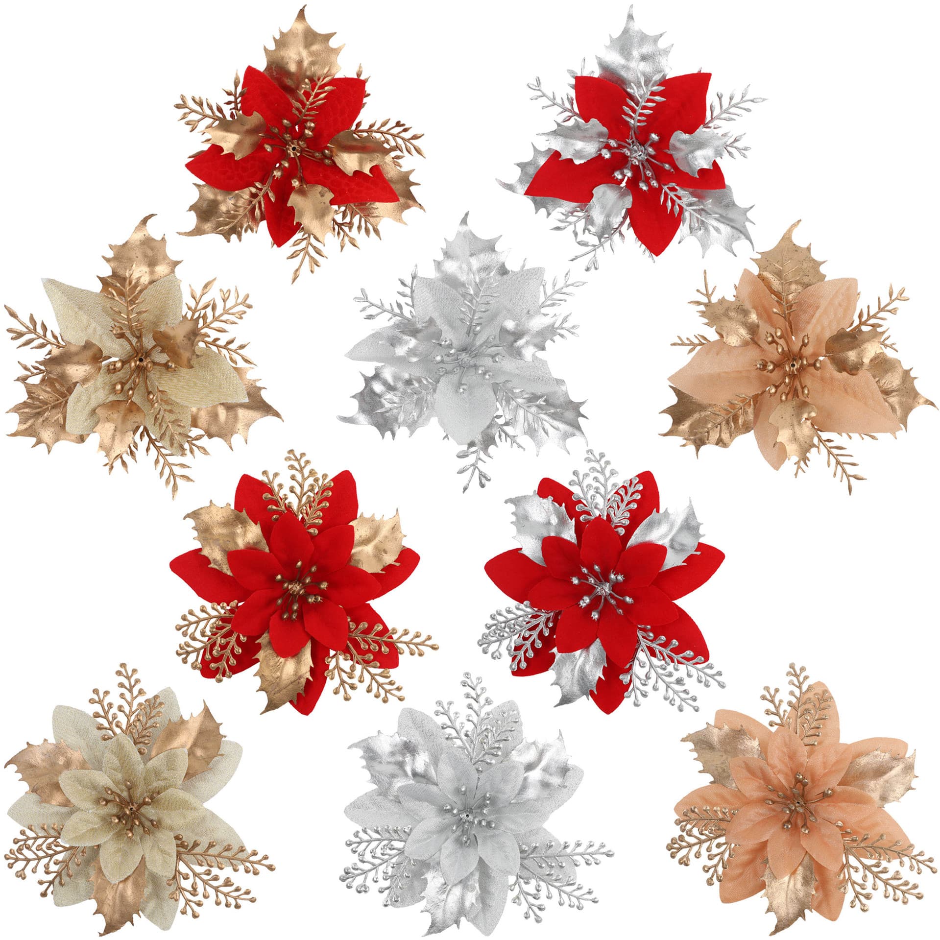 Christmas Artificial Flowers Gold Powder Flowers Simulation Honeysuckle Wreath Christmas Tree Artificial Decoration Ornament Accessories Wholesale