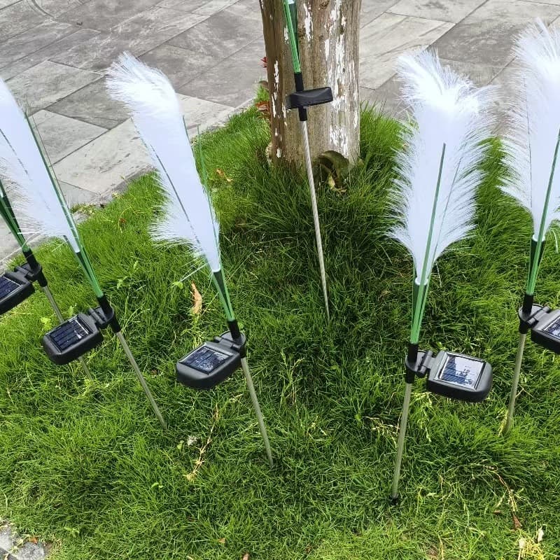 Cross-border outdoor solar fiber optic reed stake light, imitation reed landscape courtyard decoration with pampas grass lighting