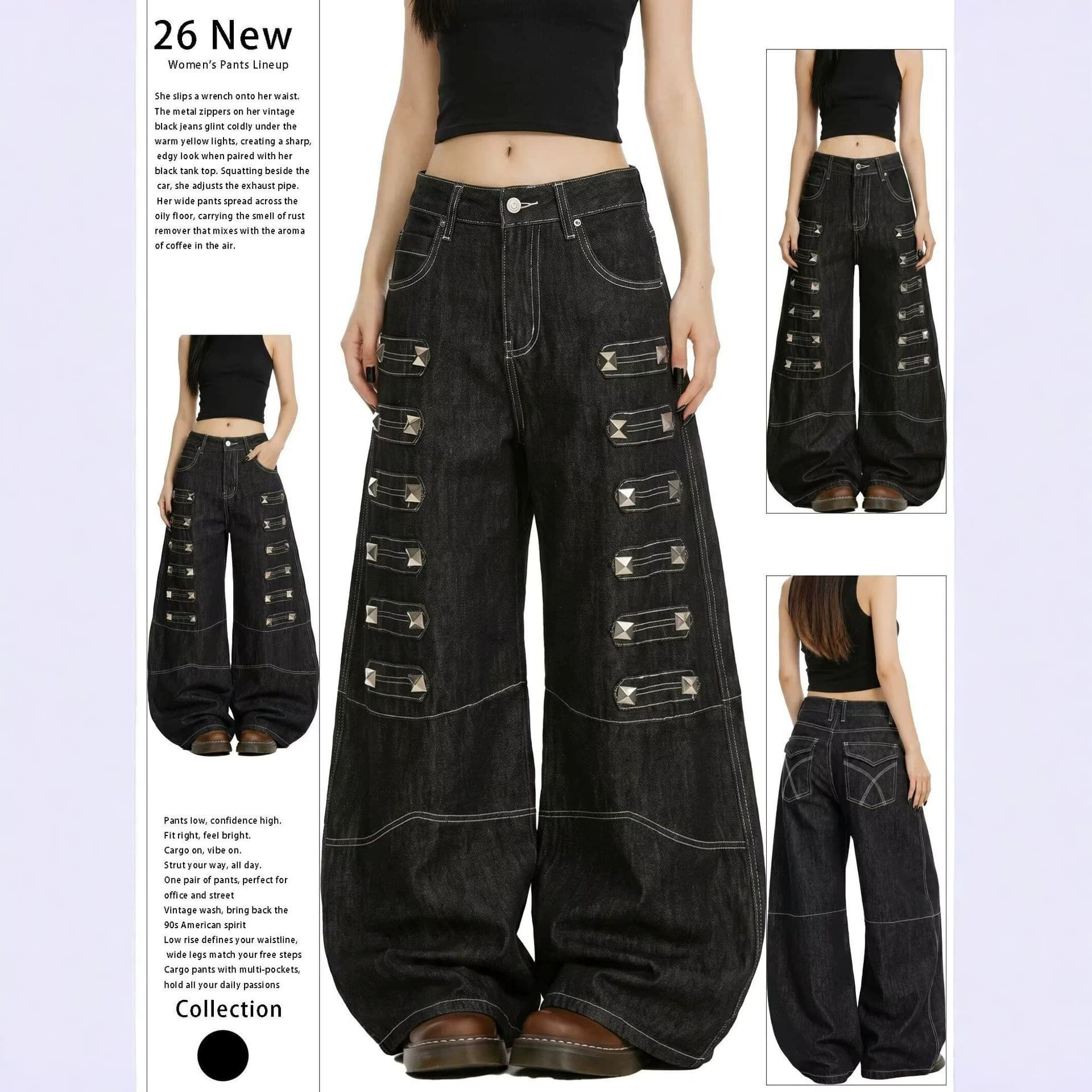 New American High-Street Jeans for Men and Women, Trendy Versatile High-Waist Slimming Loose Fit Concealing Straight-Leg Flared Casual Pants