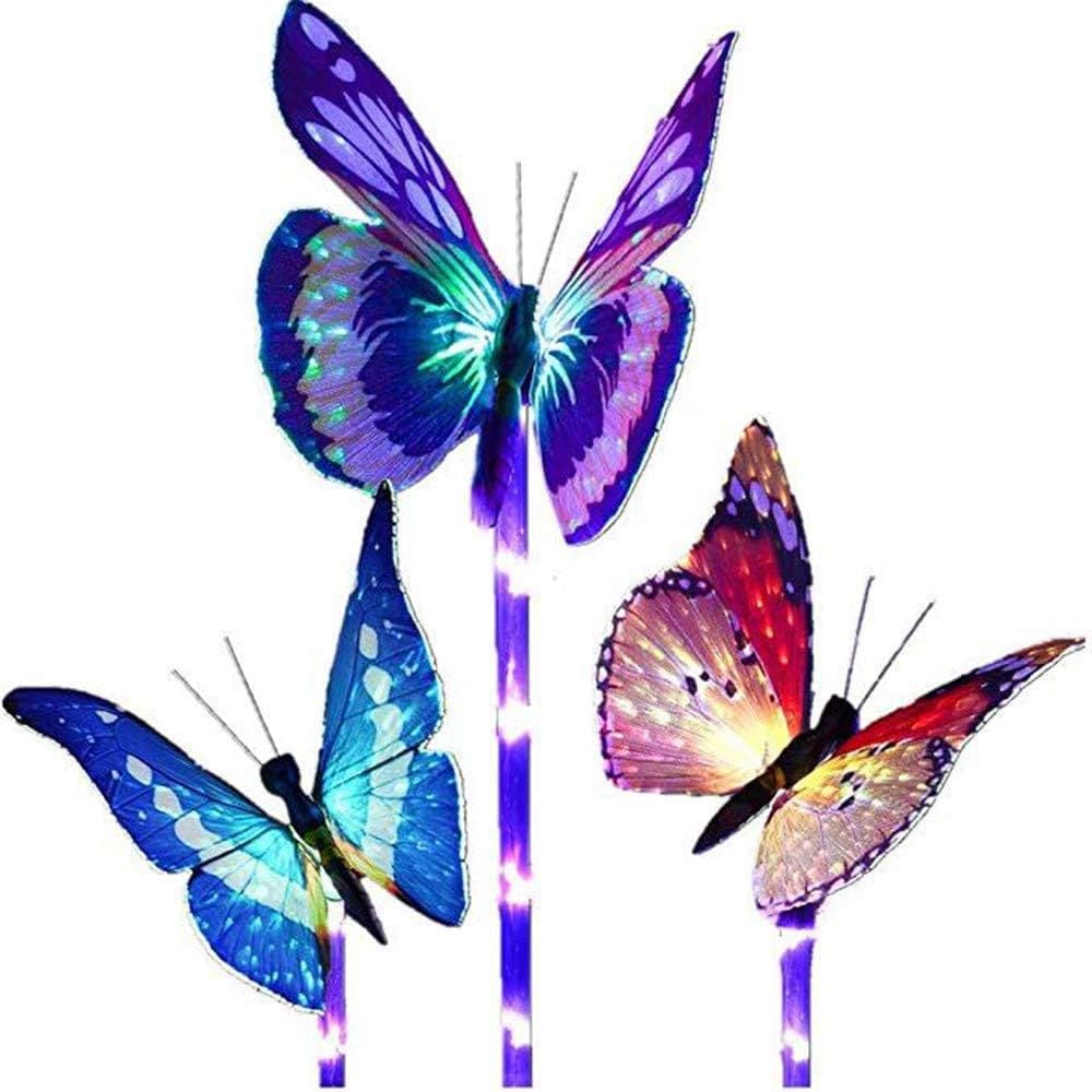 New LED Solar Light Colorful Fiber Optic Butterfly Light Outdoor Garden Yard Decoration Lawn Ground Insert Light
