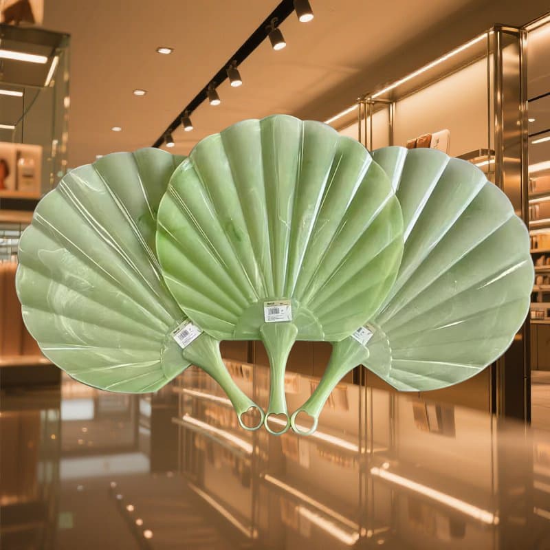 New imitation jade shell fan, thickened, durable, super cool, ancient fan, portable high-end hand fan wholesale