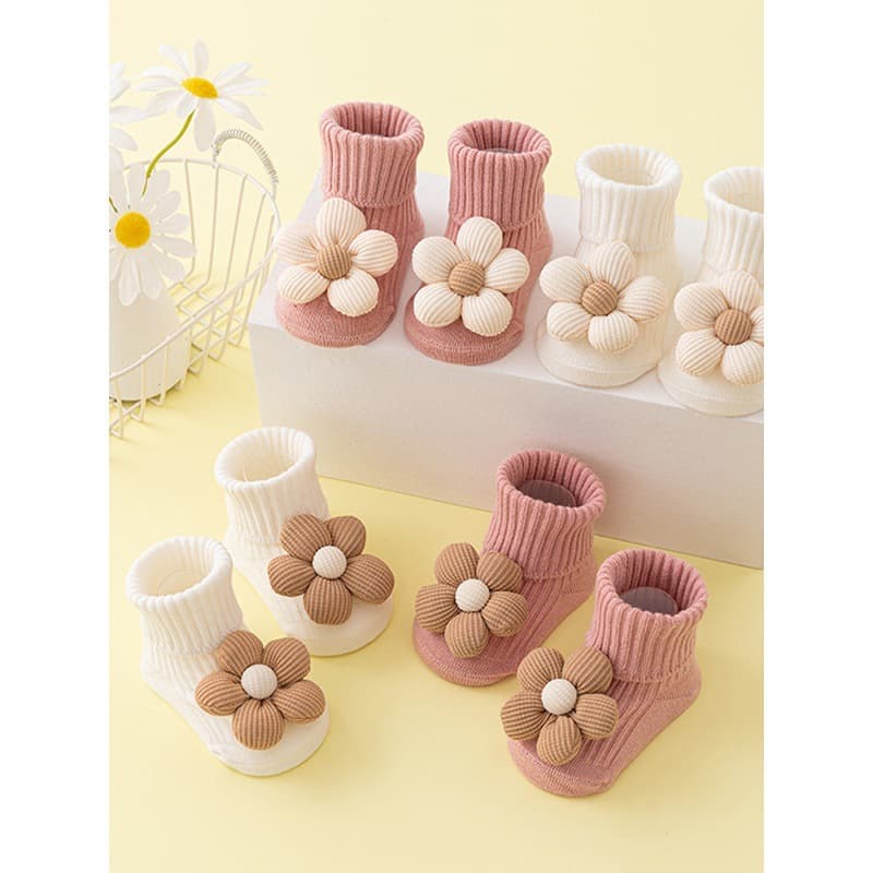 Baby Socks Spring Autumn Flower Princess Cute Non-Slip Floor Socks Newborn Cotton Socks Girl Mid-Calf Socks