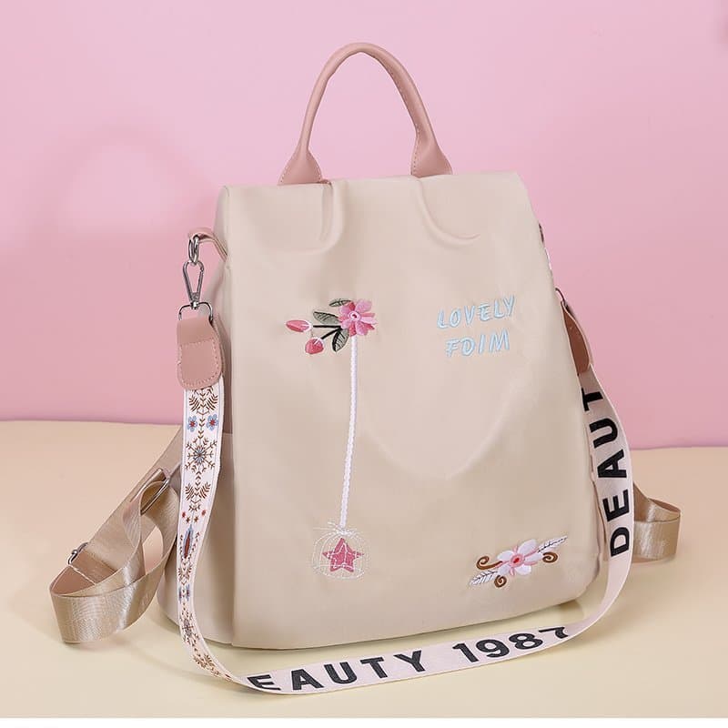 2024 New Casual Backpack for Women, Large Capacity Travel Bag, Chinese Style Embroidery, Anti-Theft Backpack