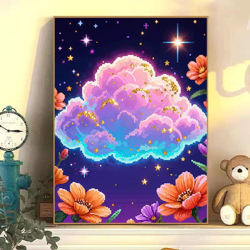 Amazon Cross-Border Hot Selling New Rainbow Cloud DIY Cross Stitch Kit, Full Stitch, Factory Source