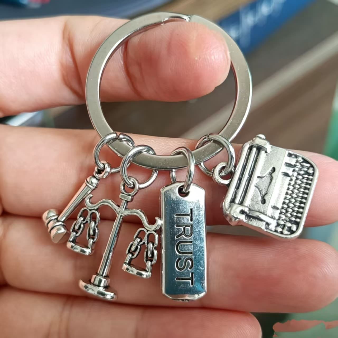 Fashion Accessory Backpack Pendant Balance TRUST Law Legal Profession Student Teacher Gift Judge Keychain