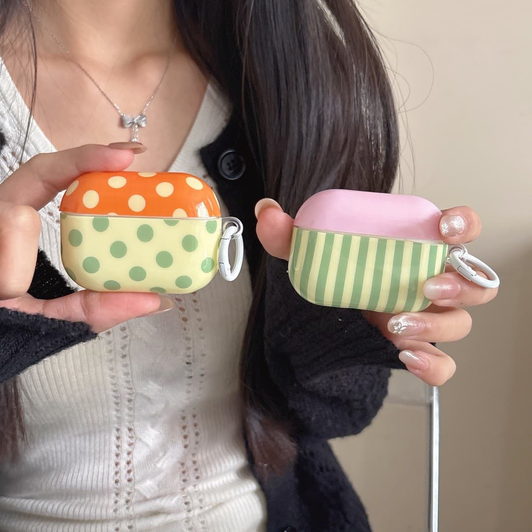 Striped Polka Dot Apple AirPods Pro 3 Case, Compatible with 2nd Gen, Silicone Case for AirPods 4, Women's Style, Drop Shipping TK