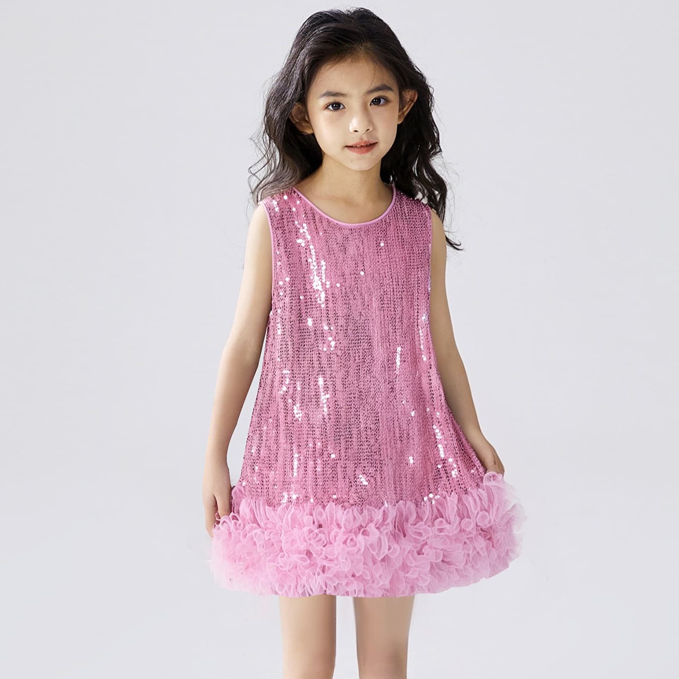 Best-selling Children's Sequin Dress New Tutu Tulle Dress for Girls Kids Vest Dress