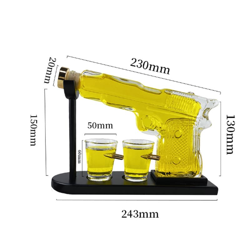 Cross-border Glass Pistol Decanter Novelty Craft Glass Pistol Red Wine Bottle Whiskey Glass Wine Vessel In Stock