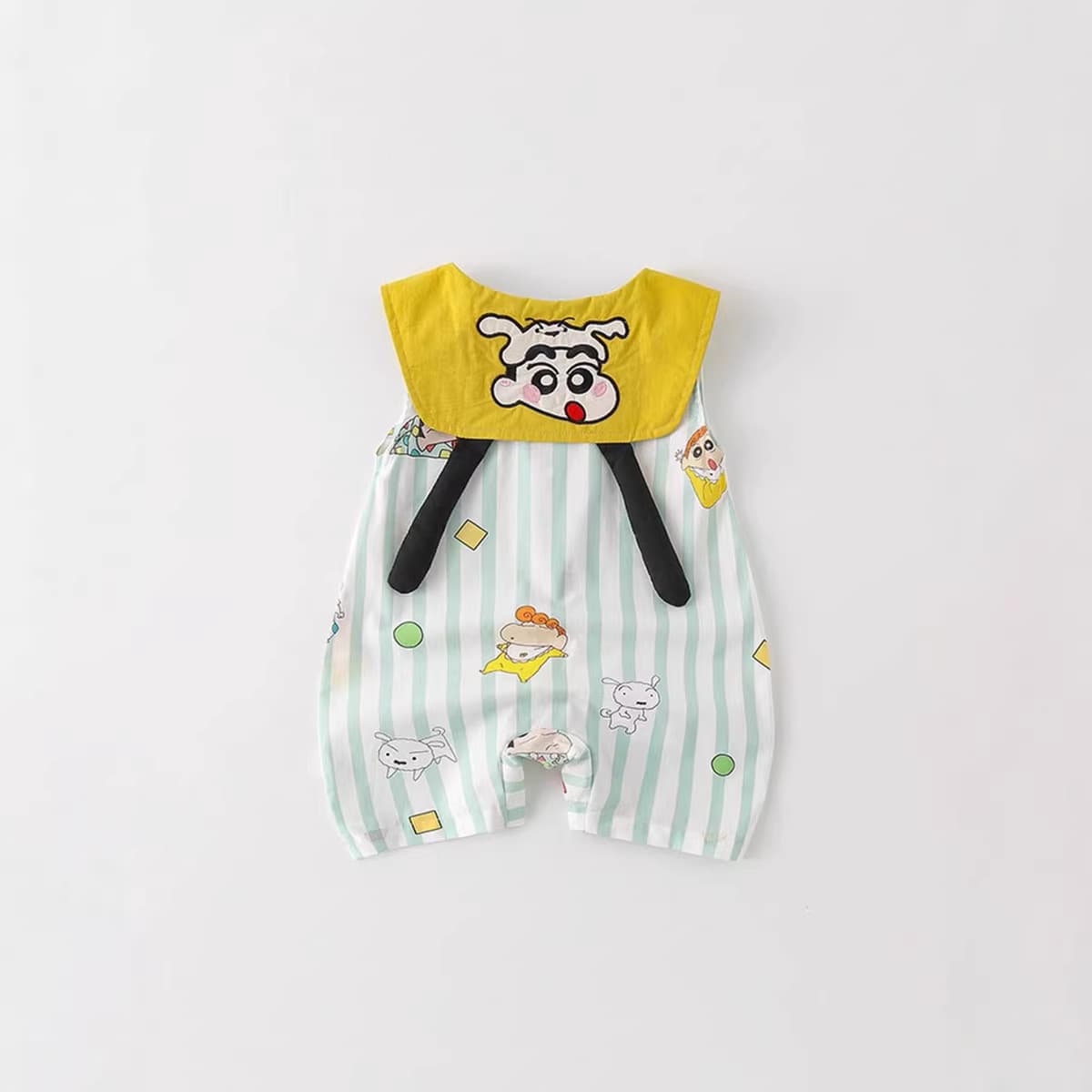 Fashionable baby boy summer clothes, cute crayon shin-chan sleeveless jumpsuit, baby clothes, summer thin outing clothes