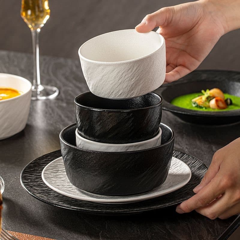 Jingdezhen ceramic tableware household Korean light luxury rice bowl restaurant hotel wholesale dinner plate new gift tableware