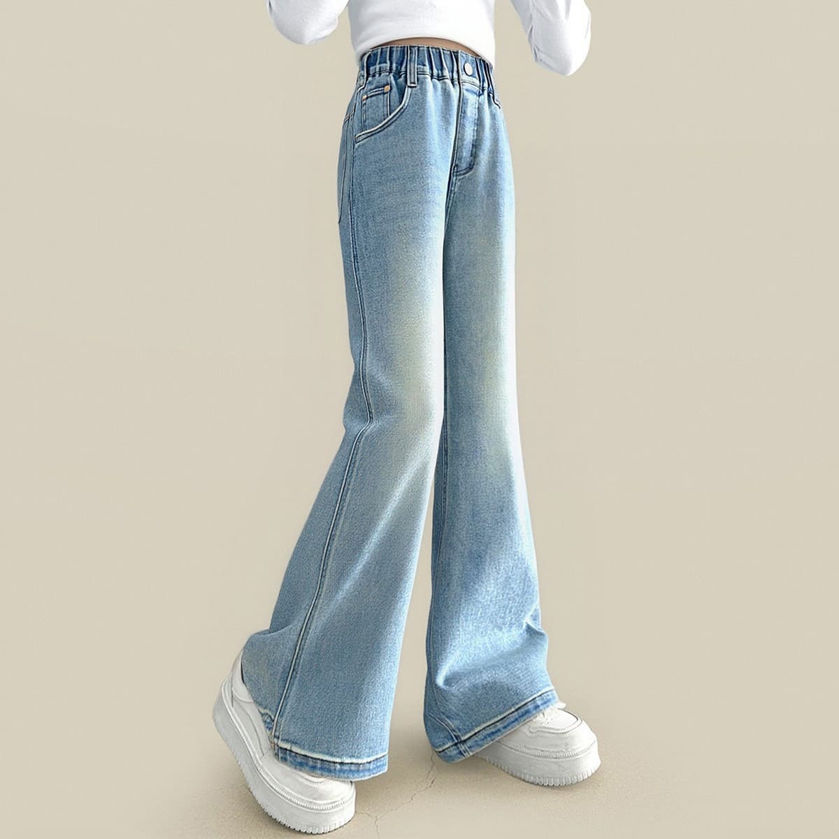 Girls' pants casual spring new arrivals medium and large children's jeans children's pants girls teenagers trousers straight-leg pants
