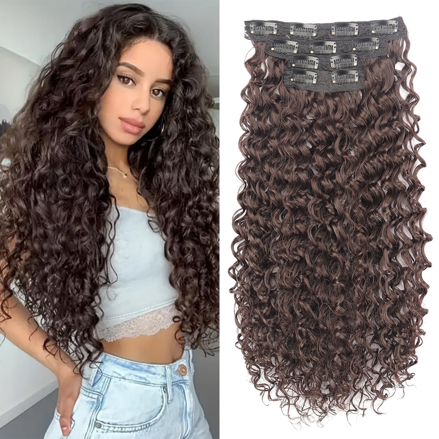 4 Packs Curly Braiding Hair 20 Inch Water Wave Curl Crochet Hair Extensions for Women