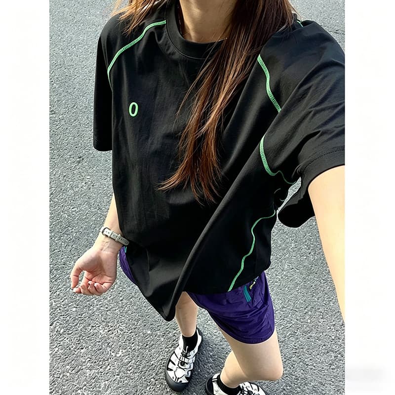 Color-Block Spliced Quick-Dry Short-Sleeve T-Shirt for Men and Women Summer Thin Outdoor Sports Cycling Jersey Cool Breathable Half-Sleeve
