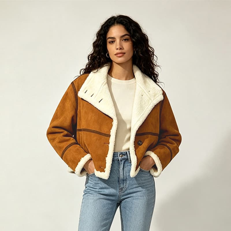 Reversible suede jacket for women winter lamb wool thickened motorcycle jacket Maillard wear fur one-piece jacket