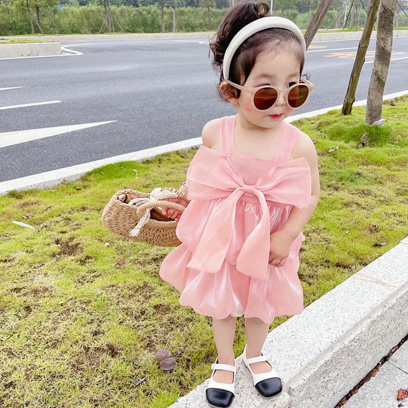 Girls Summer Dress 2026 New Style Twilight Cloud Gauze Fairy Strapless Dress Baby Toddler Puffy Sweet Princess Dress