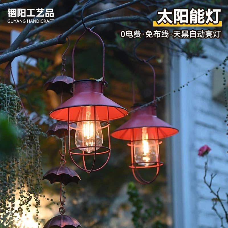 Outdoor cross-border iron courtyard hanging ornaments decoration solar hanging garden villa outdoor road outdoor waterproof