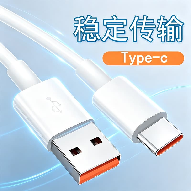 TYPE-C flash charging orange rubber core is suitable for Huawei Android Apple charging cable