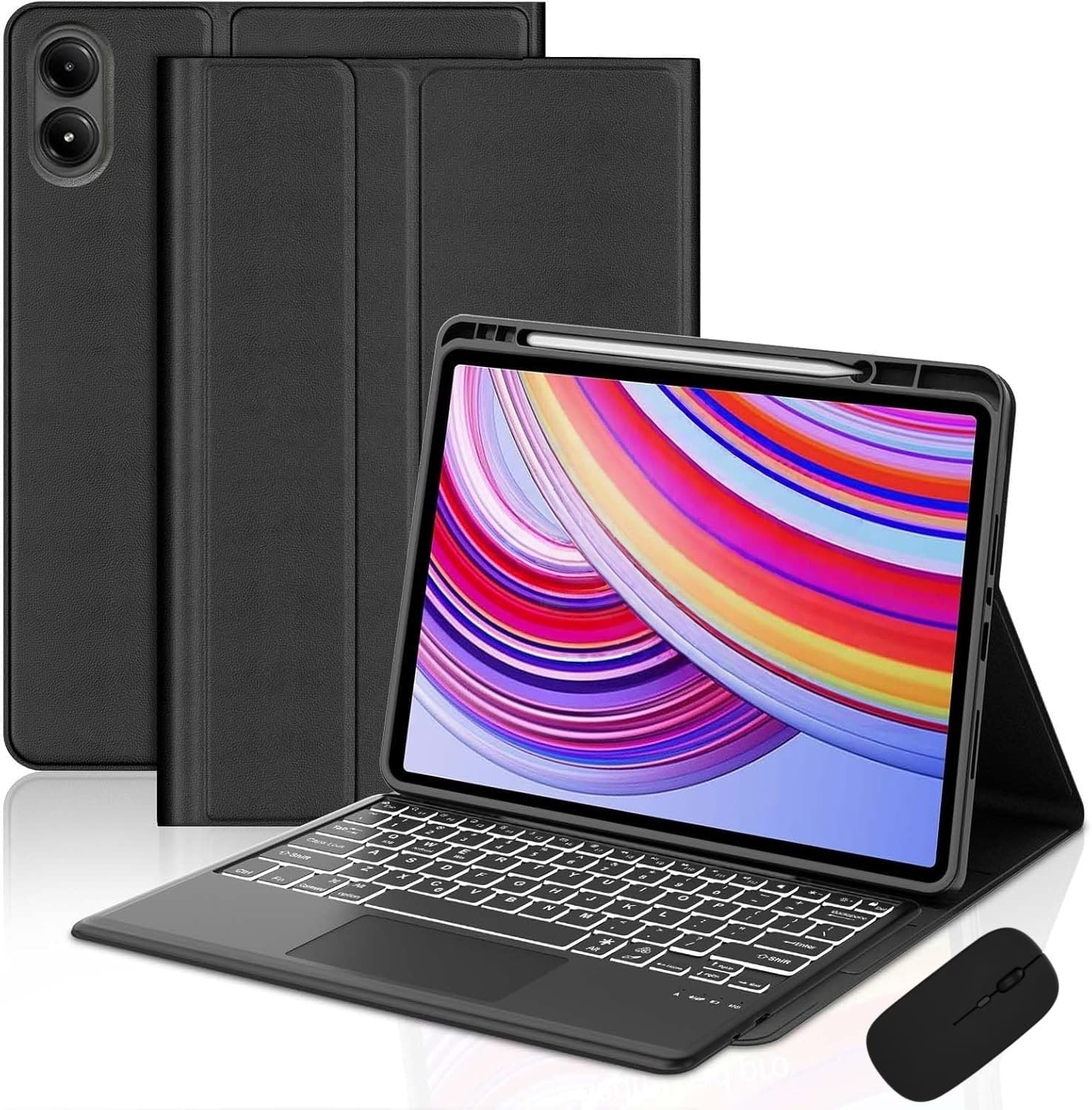 Compatible with 2025 Redmi Redmi Pad 2 Pro Tablet Case Poco 12.1 Pen Slot Backlit Bluetooth Keyboard Cover
