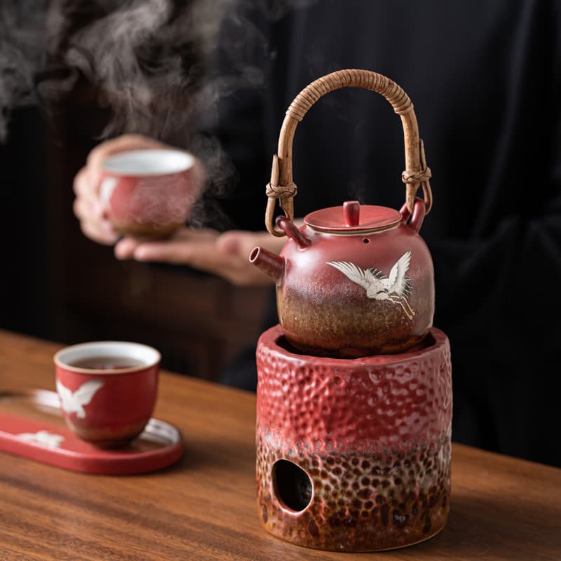 Guigi Ruihe Alcohol Stove Tea Boiler, Bracket Pot for Stove Boiling Tea, Ceramic Teapot with Handle, Full Set for Home Use, Open Flame Compatible
