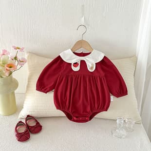 Ins Baby Spring Clothes Newborn Girl Bodysuit Full Moon 100-Day 1-Year Hasp Outfit Class A Cotton