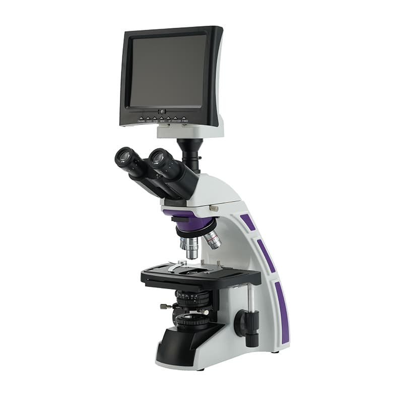 Professional Biological Microscope Laboratory Equipment Hinged Binocular Head/Trinocular Head with 8-Inch Display Screen for Experiments
