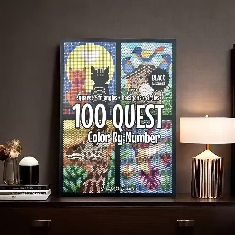 New Cross-Border 100 QUEST Color By Number Adult Color by Number Exploration Activity Book