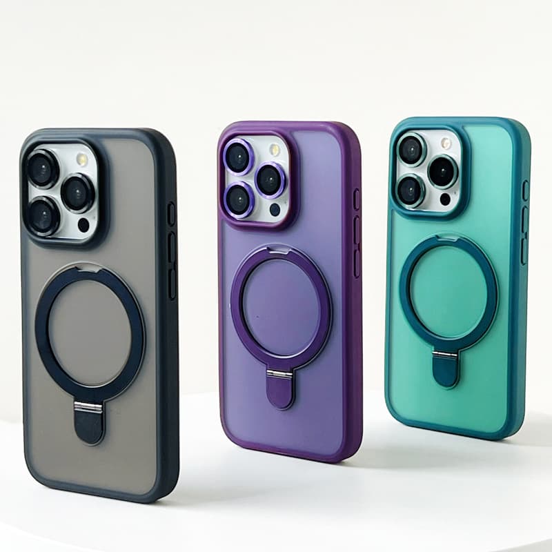Cross-border applicable iPhone17 frosted skin magnetic holder mobile phone case iPhone 16 with lens film protective cover 15