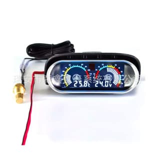 2-in-1 Car Dashboard Horizontal Water Temperature Voltage Combined Gauge Digital Display Truck Water Temp Voltmeter 12V 24V