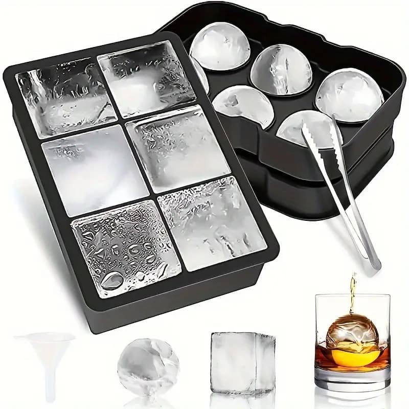 Cross-border hot-selling silicone ice tray 6-round ball ice tray food-grade silicone quick-frozen easy-release square silicone mold