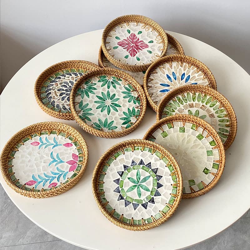Nordic Light Luxury Tray Natural Round Seashell Storage for Perfume, Aromatherapy, Decorative Breakfast Pastry Tea Tray
